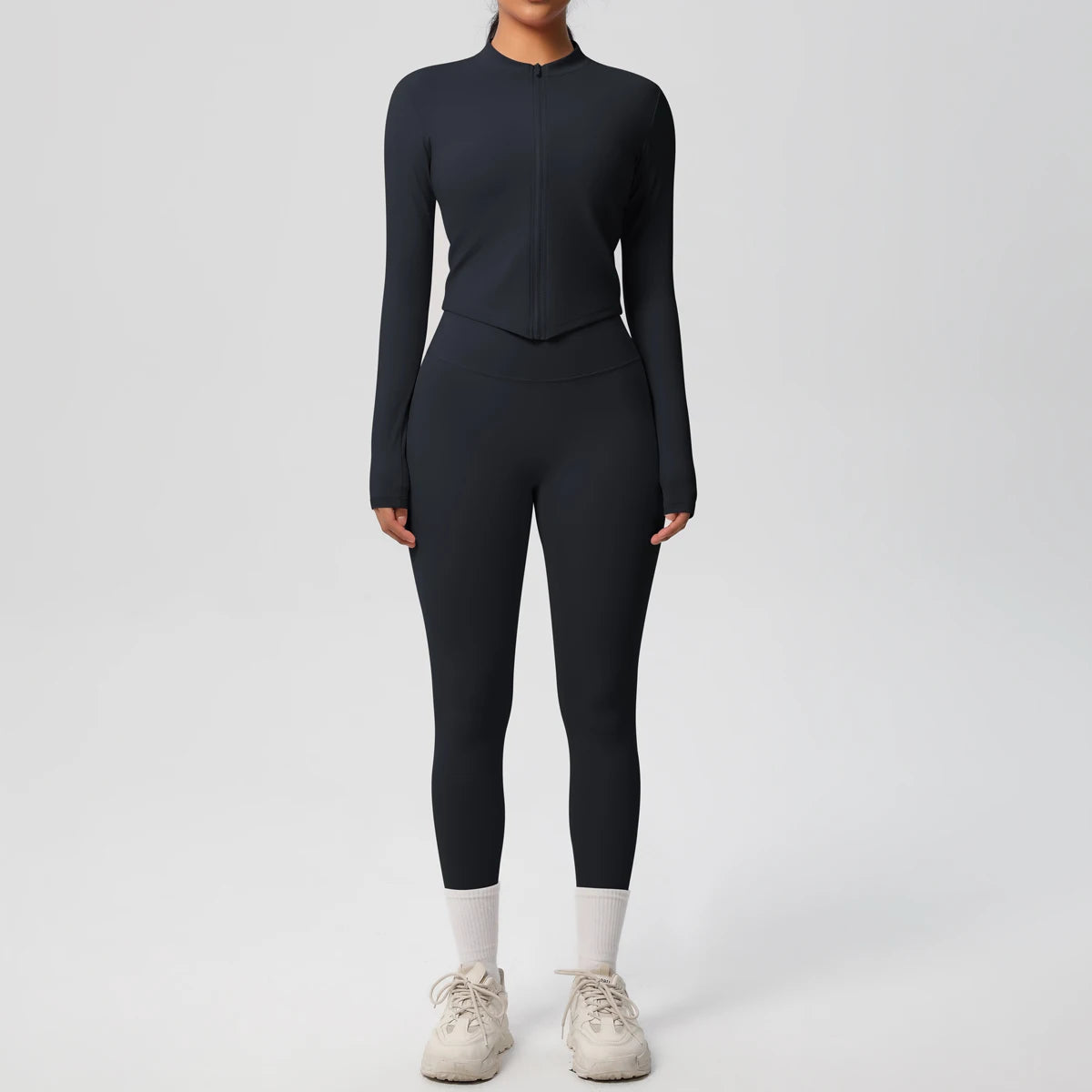 Hot Sale New Yoga Suit for Women Solid Color Yoga Zipper Long Sleeves Slim Casual Jacket Top Quick Drying Fitness Pants Gym Set
