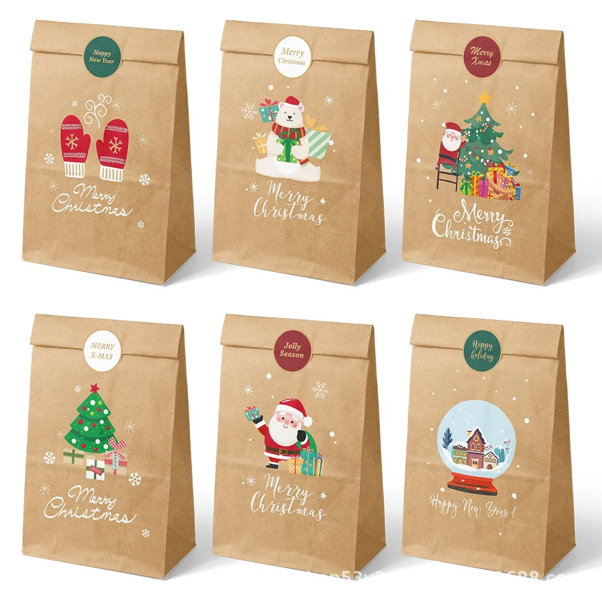 12/24pcs Christmas Candy Bag, Candy Gift Bag, Holiday Accessory Storage Bag, New Year'S Gift Packaging Bag, Paper Bag