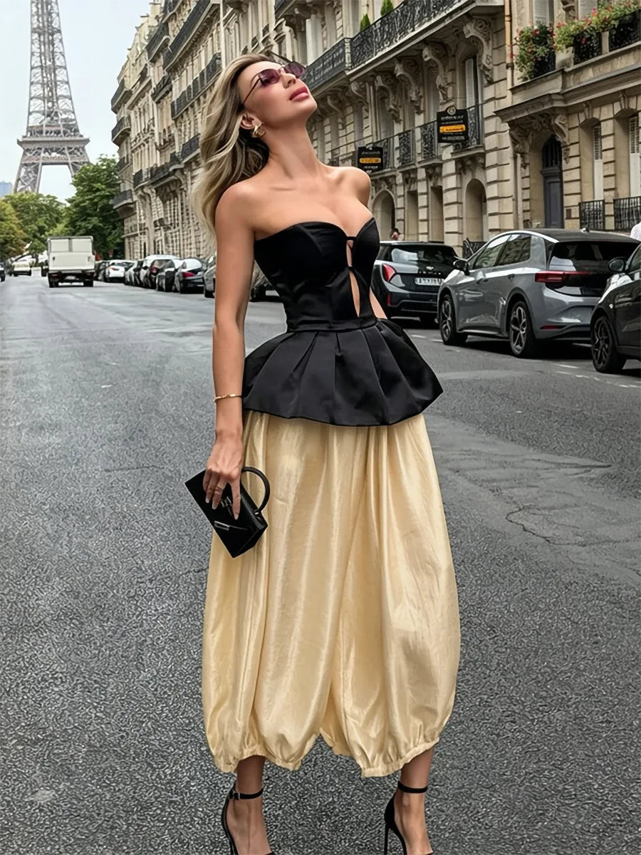 Women's Shiny Satin Solid Loose Fit Lantern Pants Elastic Waist Trousers Casual High Waist Commute Puffy Balloon Streetwear