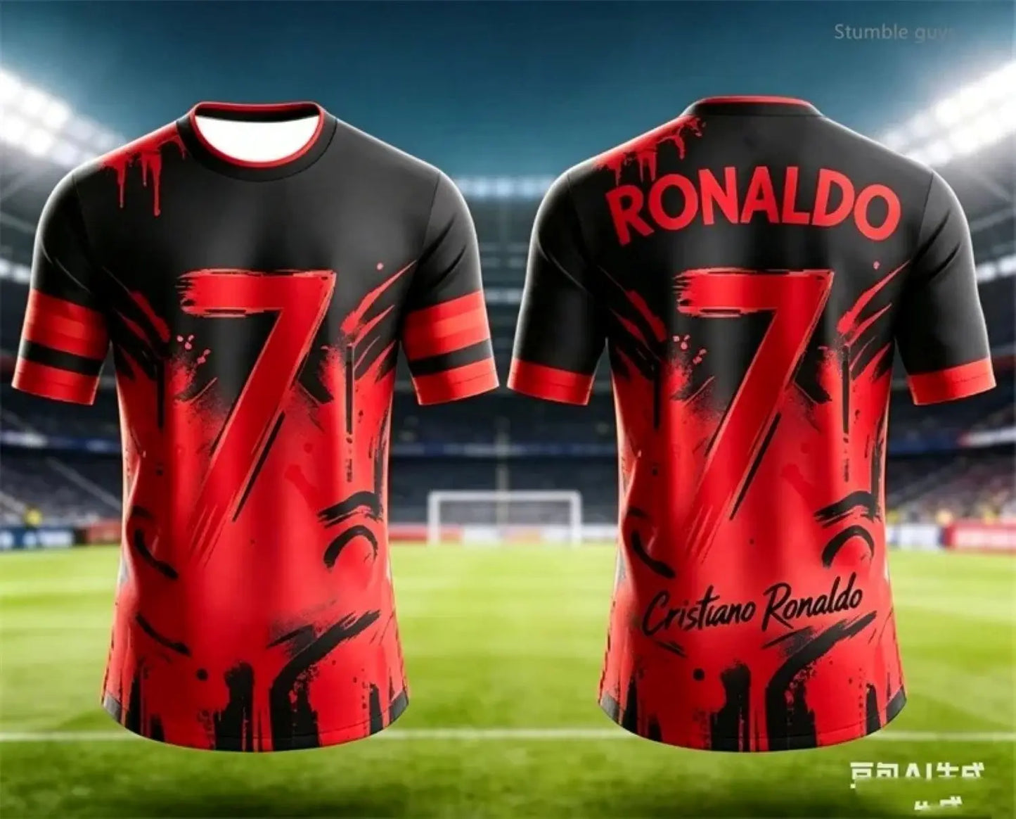Men s Summer T Shirt Slim Fit Ronaldo Soccer Print Short Sleeve Casual Sporty Style Suitable for Family Adults Kids Training Tee