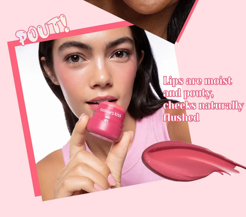 Lip And Cheek 2-in-1 Balm, Round Jar High Gloss Moisturizing Lip Gloss Long-lasting Moisturizing Multicolor Cheek Cream