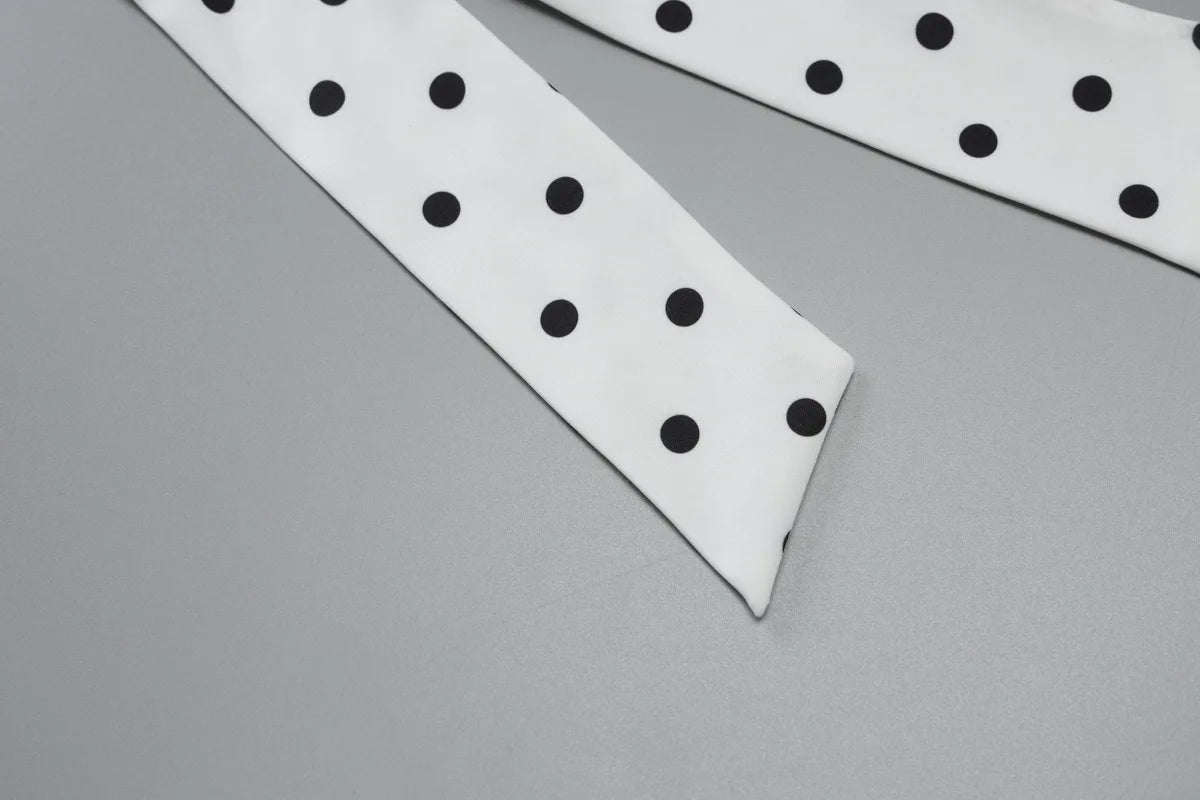 Summer Holiday Sexy Polka Dot Backless Asymmetrical Mini Dresses Strapless Lace-up Sleeveless Slim Fit Dress Vintage Party Dress