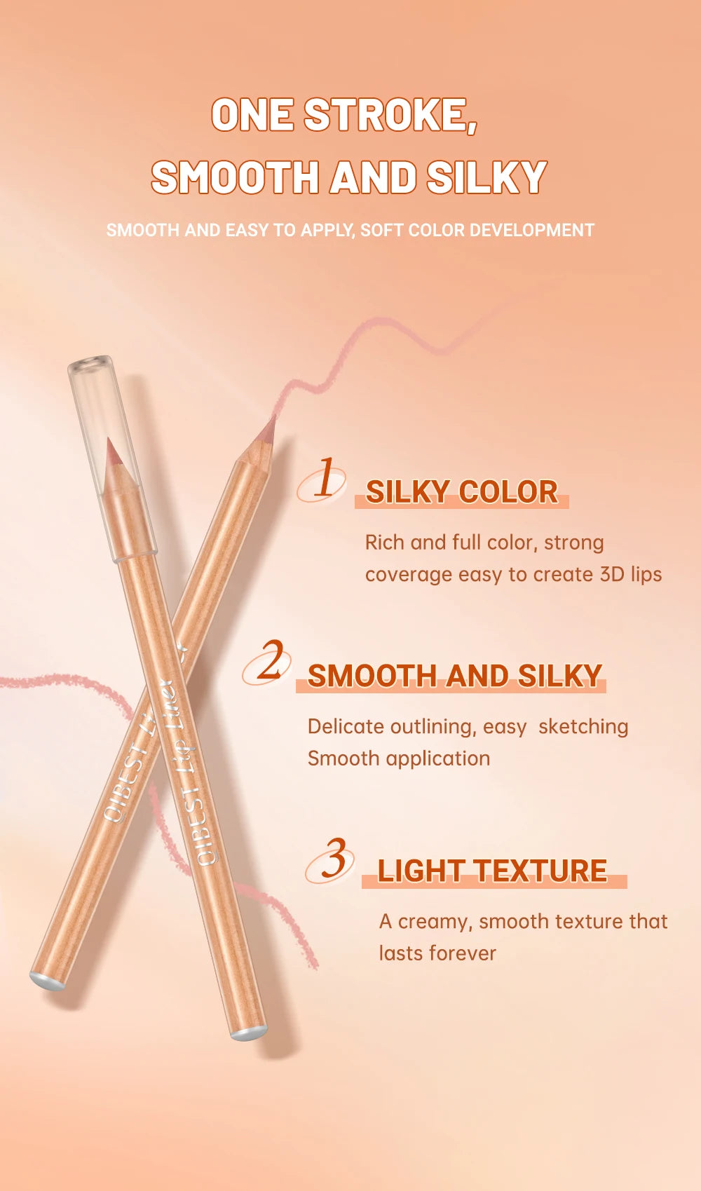 QIBEST Lip Liner Pencil Contour Matte Lipstick Pens Smudge Proof Silky Lipliner Not Easy Fade Outline Sculpt Lipliner Makeup Set