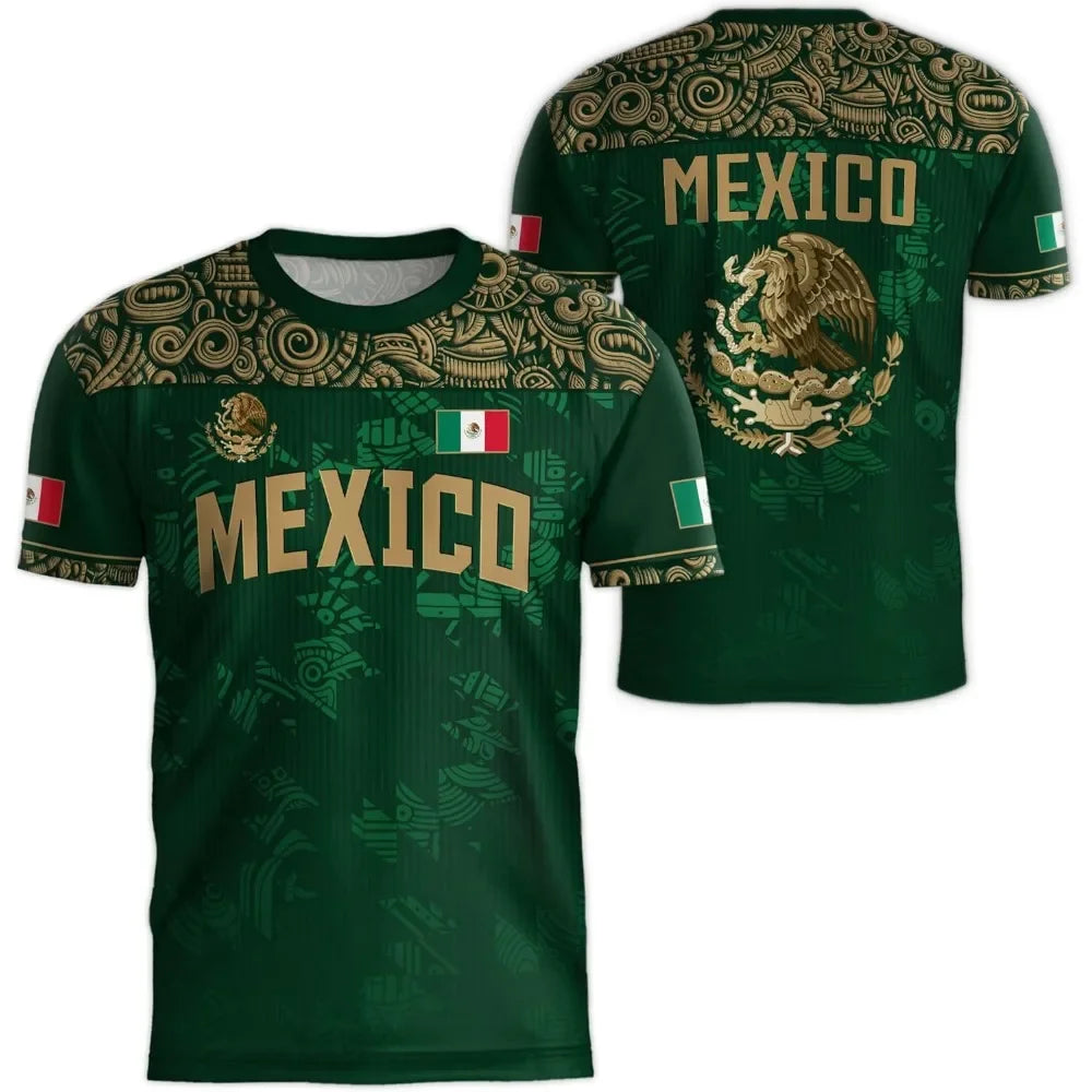 MEXICO Flag 3D Print Sport Quick-dry Breathable Men T-shirt Outdoor Football Jersey Team Short-sleeve Parent-child Top Clothing