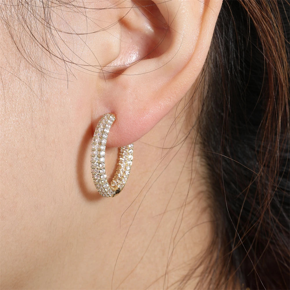 ZAKOL Luxury Shiny Micropaved Zirconia Hoop Earrings for Women Exquisite Wedding Party Jewelry Wholesale