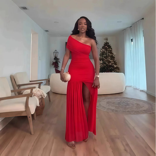 BKLD Women Sloping Shoulders Ruched Sleeveless Bodycon Maxi Dress 2026 Summer Sexy Birthday Party Vacation Trendy Long Dresses