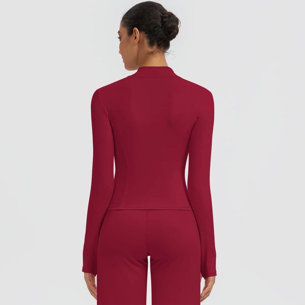 New Women's Stand-Up Collar Yoga Jacket Summer Fitness Sports Solid Color Workout Top Yoga Zipper Long Sleeves Sports Top Coat