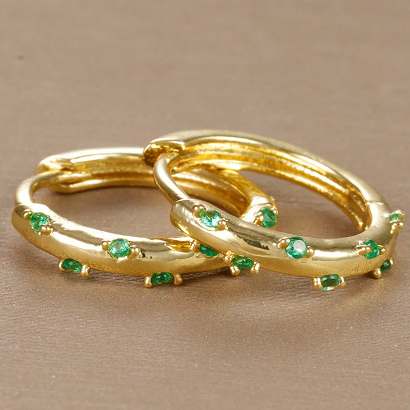 Trendy Gold Color Crystal Stainless Steel Round Earrings For Women Imitation Pearl Metal Earring Party Everyday Jewelry
