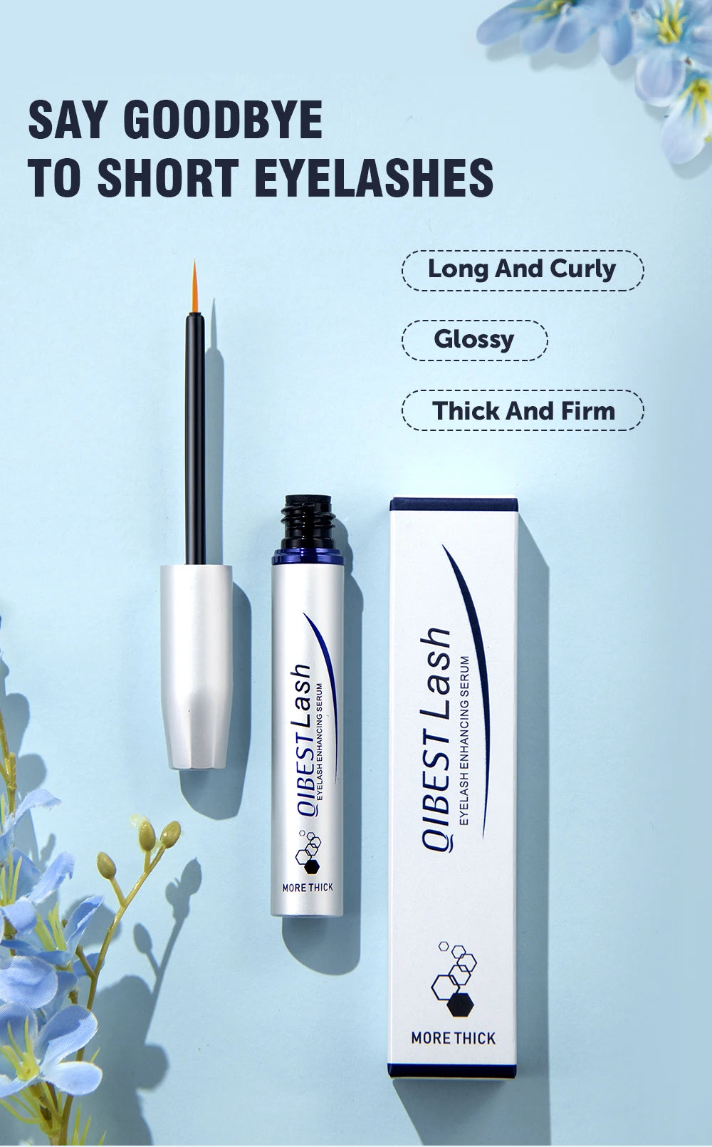 QIBEST Enhancer Eyelash Growth Serum Treatment Fast Eyelash Growth Powerful Lift Lengthening Thicker Lashes Product Eyes Makeup