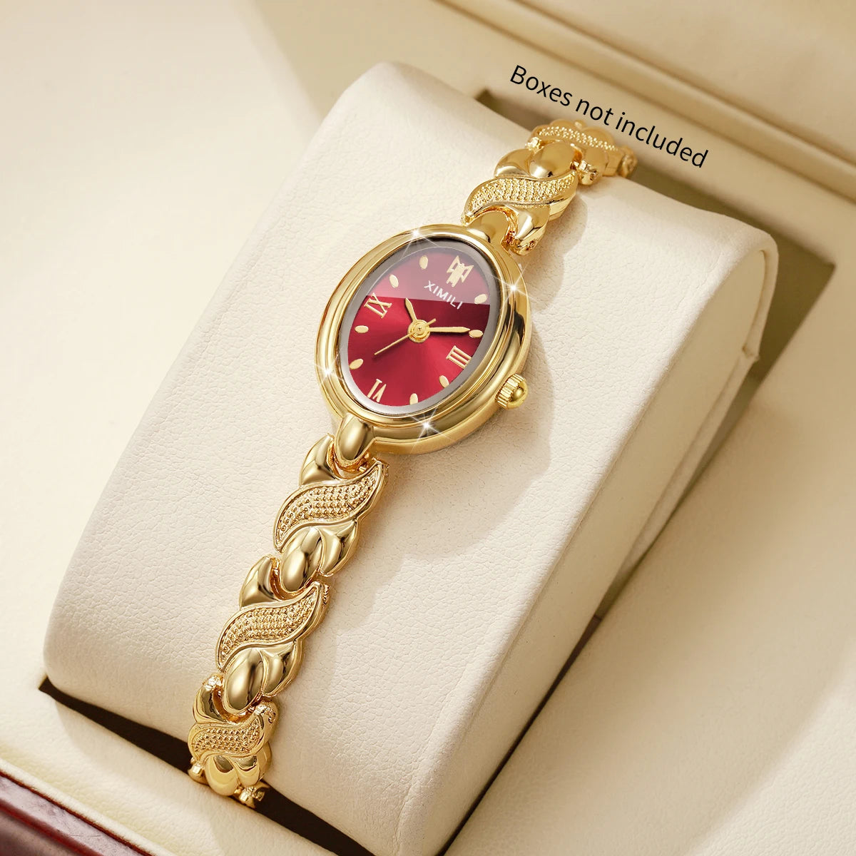 Luxury Gold Oval Women Quartz Watch Roma Dial Metal Bracelet Elegant Ladies Dress Wristwatch Clock Relogio Feminino（Without Box）