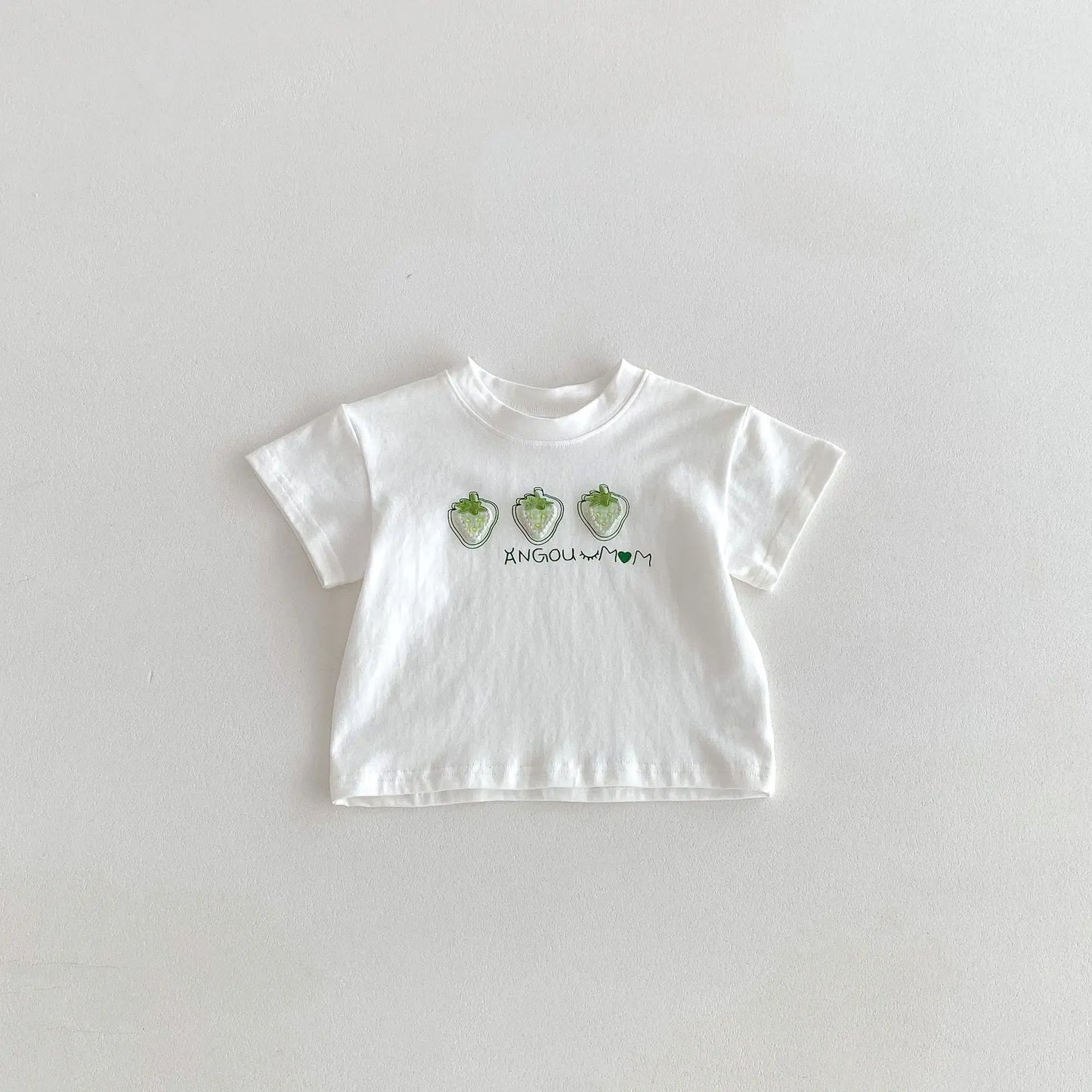 Summer Newborn Infant Baby Boy Girls' Cute Cartoon Strawberries Printing T-Shirt Muslin Perfect For Kids' Fashion Baby Clothing