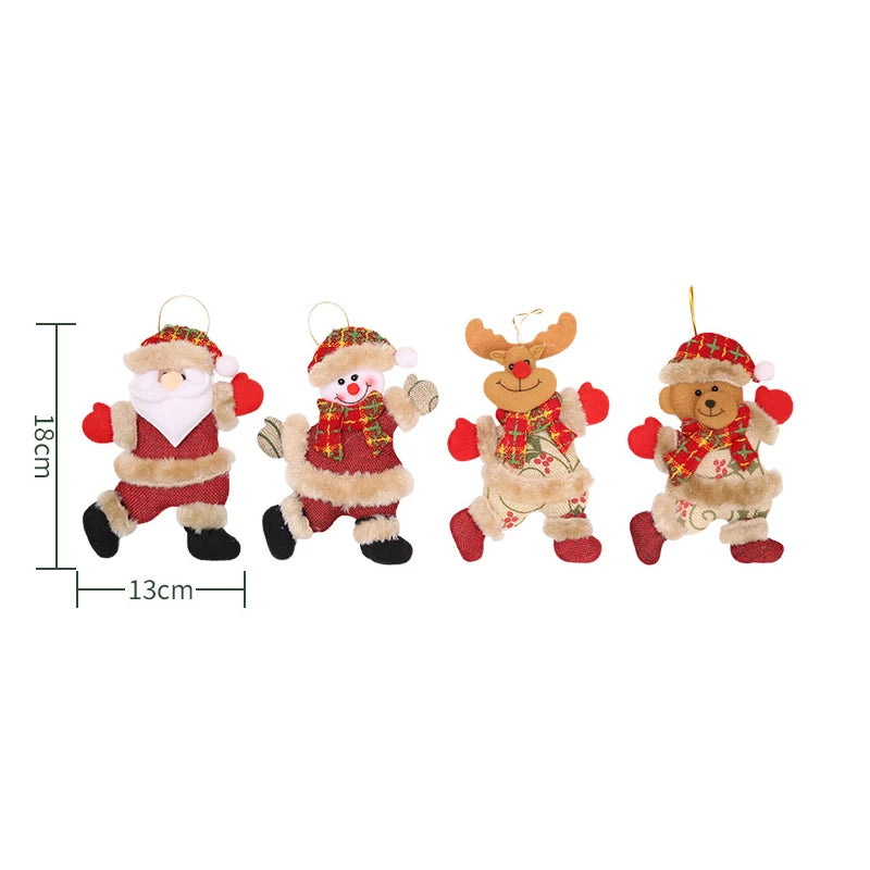 4/12pcs Christmas Tree Ornaments - Santa Snowman Reindeer & Bear Figures,Durable Hanging Decorations for Holiday DIY Decorations