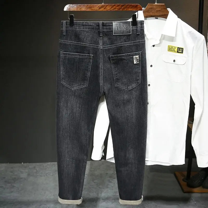 New Arrivals Men's Jeans High-end Brand Embroidery China Casual Slim Boyfriend Pants winter  Autumn Jeans Black Luxury Pants
