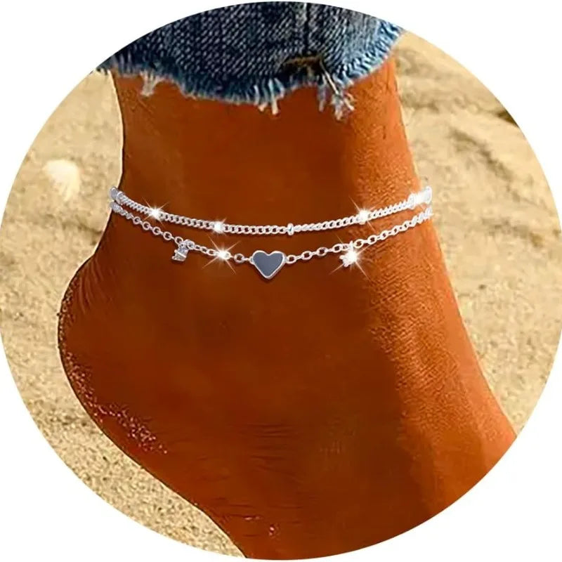 Waterproof Heart Charm Anklet – Stainless Steel 2026 model