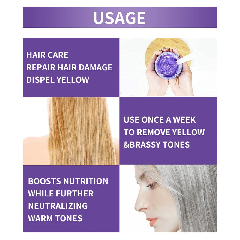 Gray Color Fixing Hair Mask Shampoo Cover Gray Hair Fade Yellow After Bleach Hair Shampoo Non-irritating Purple Shampoo Blonde