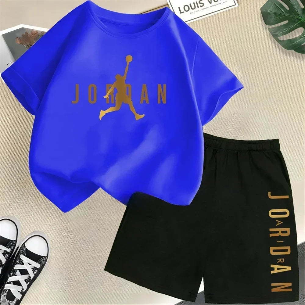 Summer Short Sleeve Children Set Slam Dunk Master Pattern Print Sports T-shirt+Shorts 2pcs Set Kids Boys Girls Fashion Tracksuit