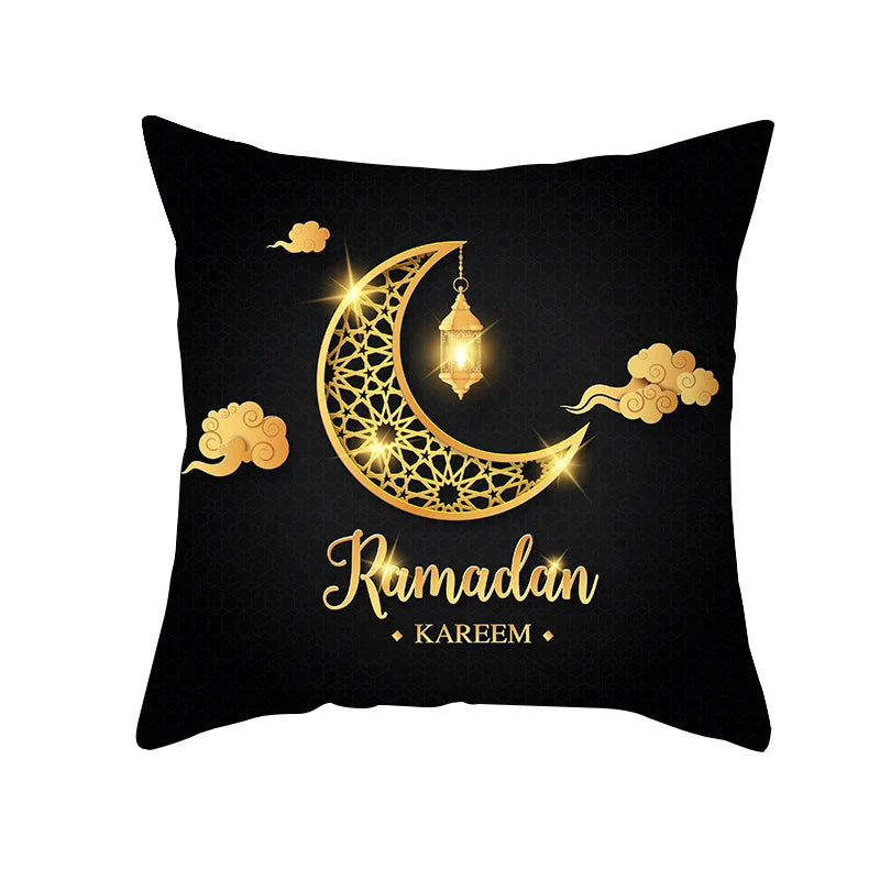 2026 Ramadan Islamic Pillow Cover – Moon & Mosque Design (45×45 cm)
