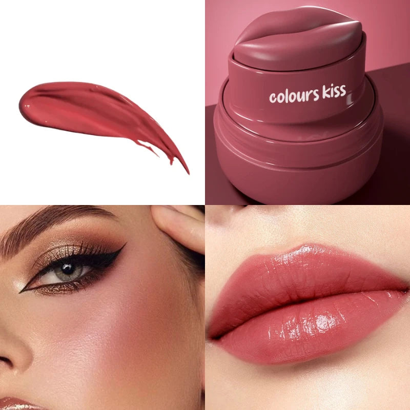 Lip And Cheek 2-in-1 Balm, Round Jar High Gloss Moisturizing Lip Gloss Long-lasting Moisturizing Multicolor Cheek Cream