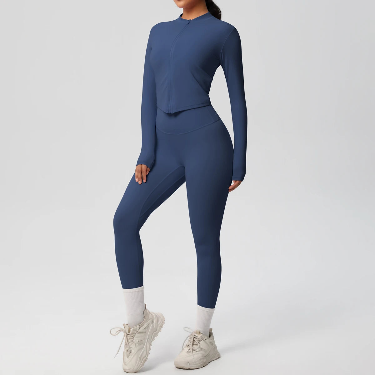 Hot Sale New Yoga Suit for Women Solid Color Yoga Zipper Long Sleeves Slim Casual Jacket Top Quick Drying Fitness Pants Gym Set