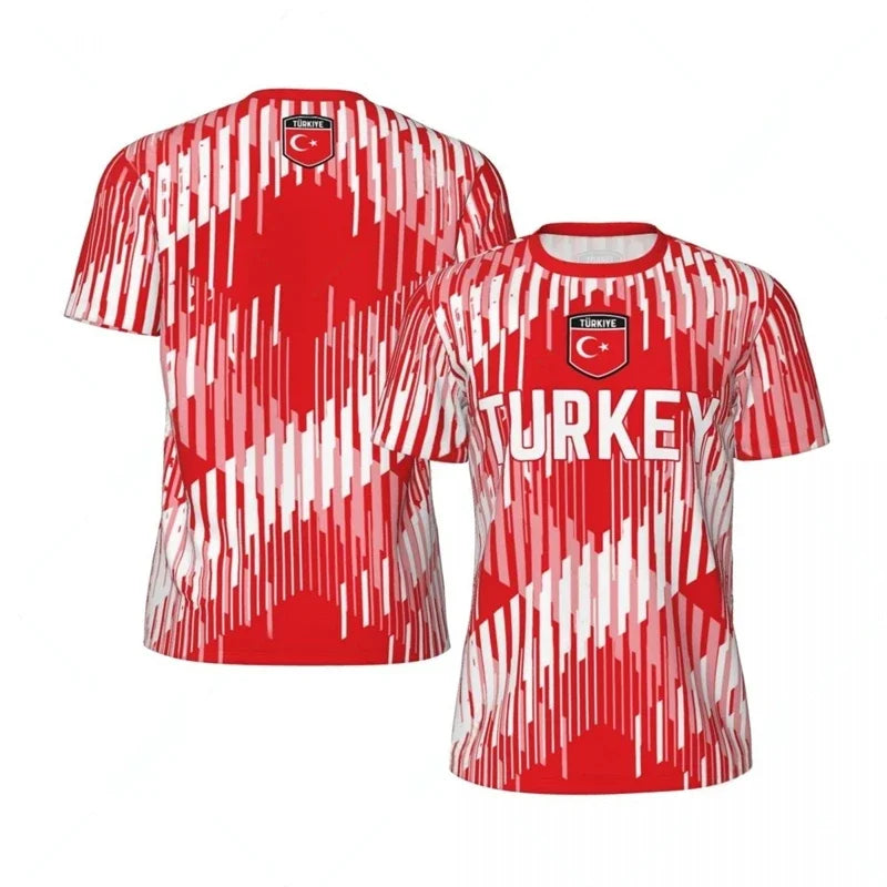 TURKEY Flag 3D Print Sports Quick-dry Breathable Men T-shirt Outdoor Football Jersey Team Short-sleeve Parent-child Top Clothing