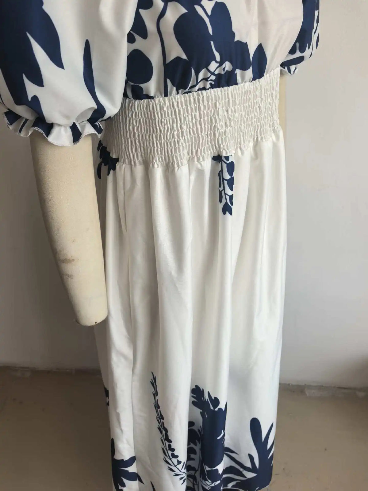 BKLD Women Clothing Summer Floral Print Dress Short Sleeve Square Collar Beach Holiday Outfits Waist Ruched Long Dresses Party