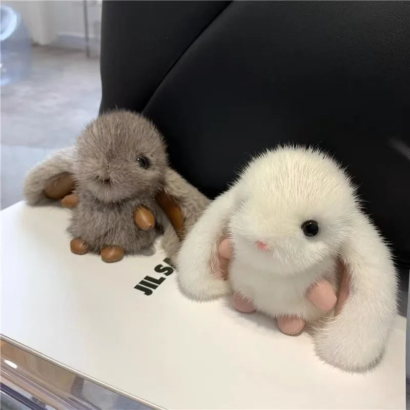 ZAKOL Cute Soft Fluffy Rabbit Keychain Plush Pompon Bunny Bag Pendant For Couple Car Key Ring Jewelry Gifts