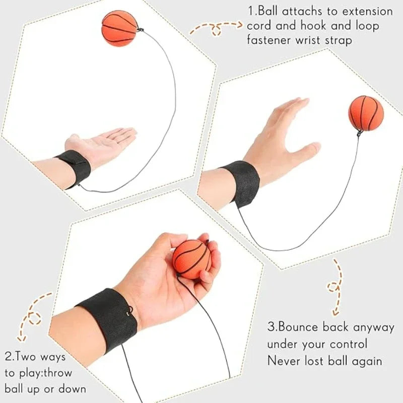 1-64PCS New Elastic Return Sponge Ball – Wrist Strap Exercise Toy