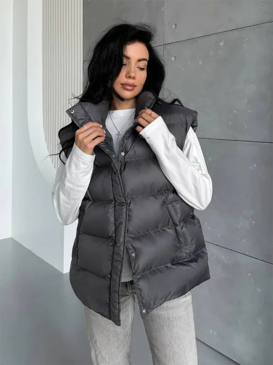 BKLD Cotton Padded Vest 2026 Autumn And Winter New Lightweight Stand Collar Warm Jackets Solid Color Sleeveless Women Coats