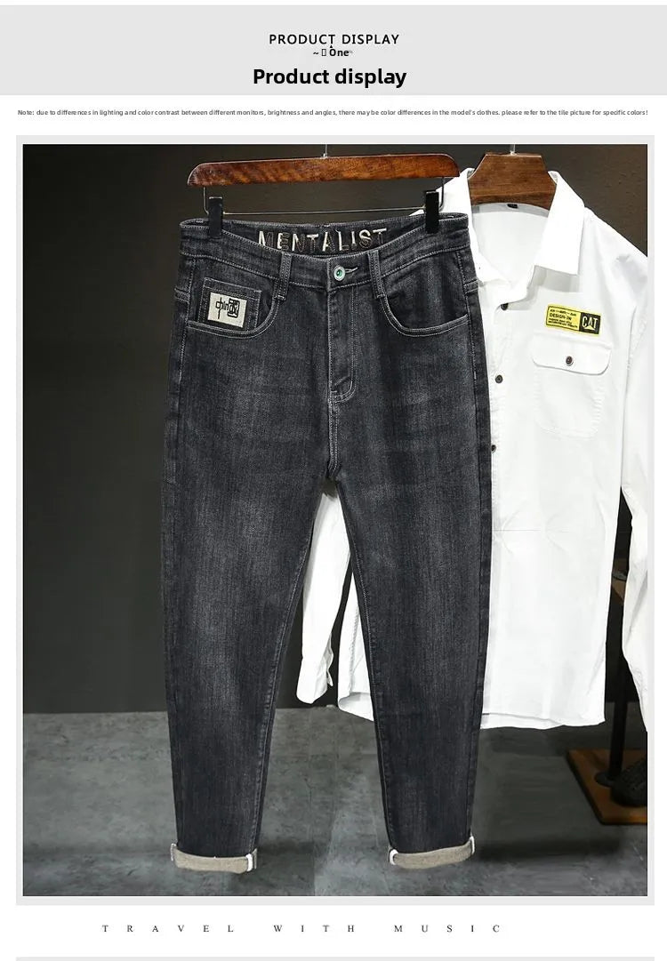 New Arrivals Men's Jeans High-end Brand Embroidery China Casual Slim Boyfriend Pants winter  Autumn Jeans Black Luxury Pants