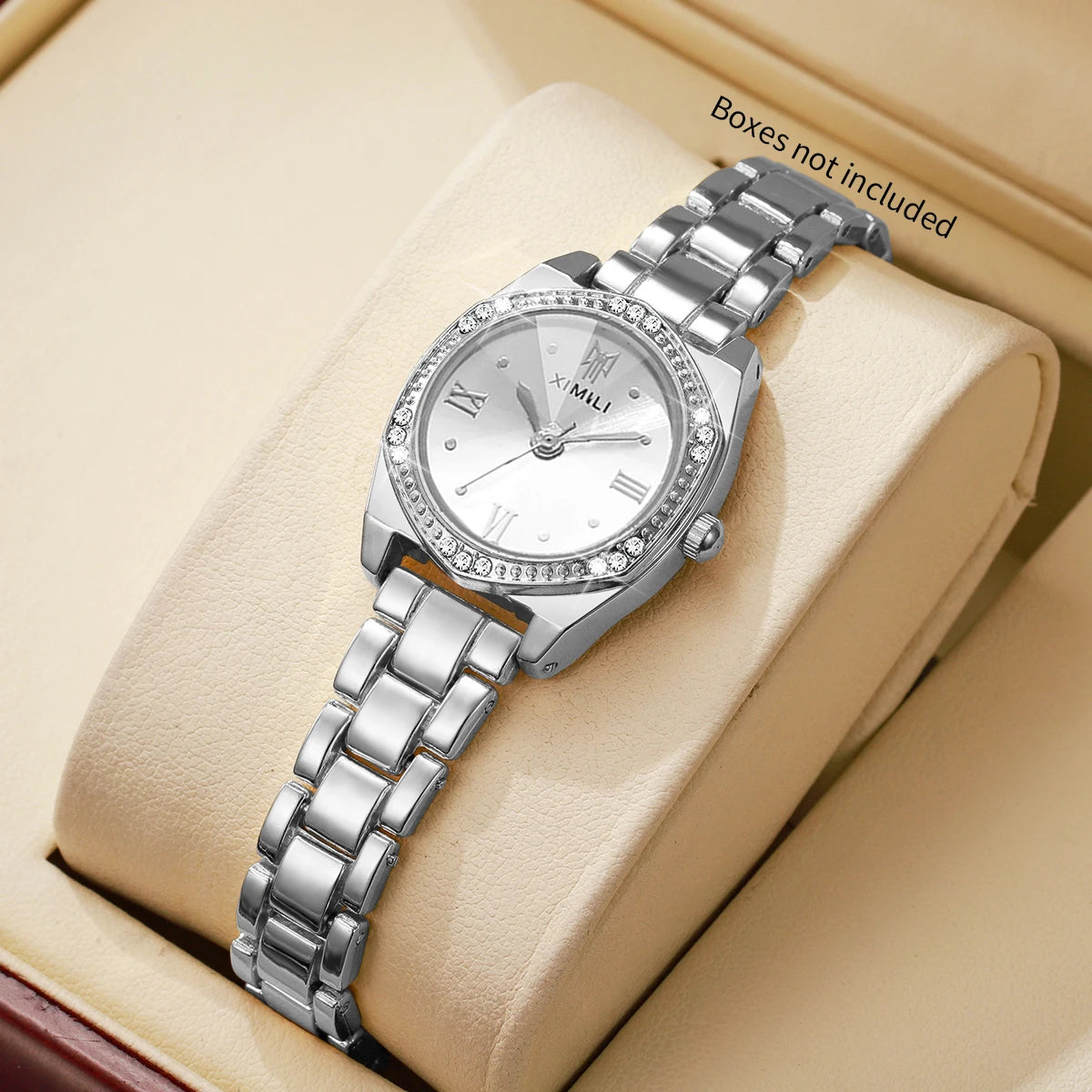 Elegant Rhinestone Roma Dial Women Quartz Watch Stainless Steel Bracelet Wristwatches Clock Gift Relogio Feminino（Without Box）