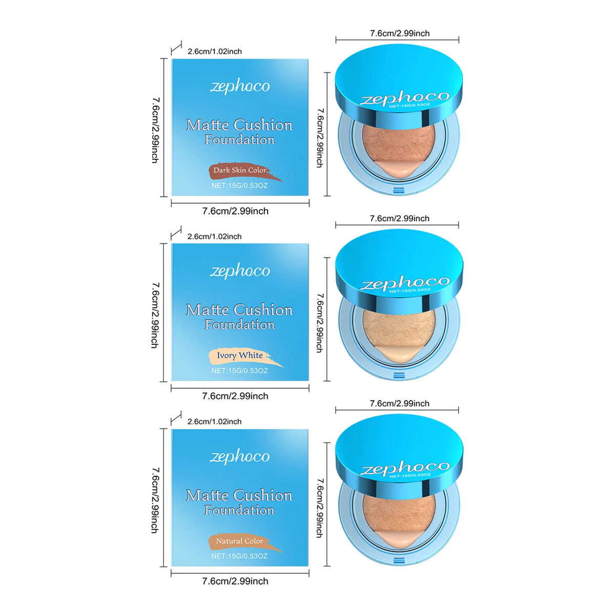 Cushion Foundation Concealer Matte Long Lasting Oil-Control Waterproof CC Cream Nature Whitening Face Makeup Cosmetics BB Cream