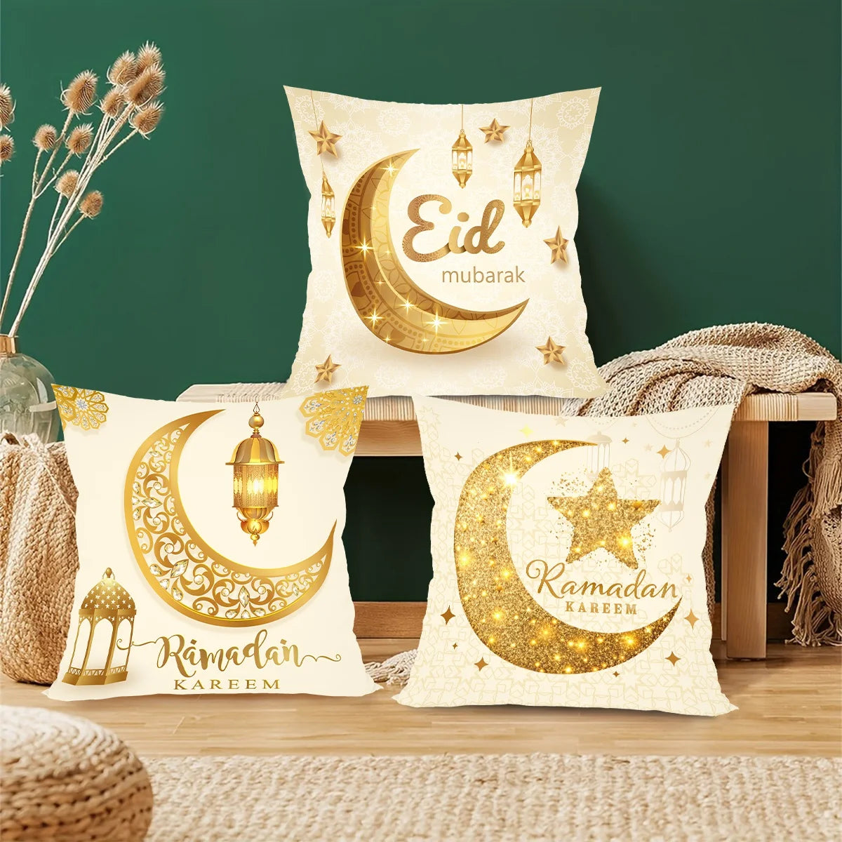 2026 Ramadan Kareem Pillow Cover Set – 4PCS Islamic Sofa Decor