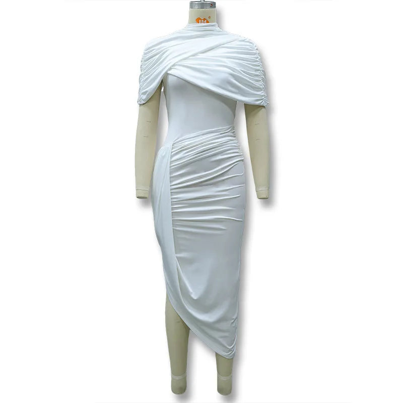 Chic Irregular Pleated Ruched Strapless Dress Women Sleeveless Off Shoulder Slim Short Dresses 2026 New Lady Evening Party Gowns