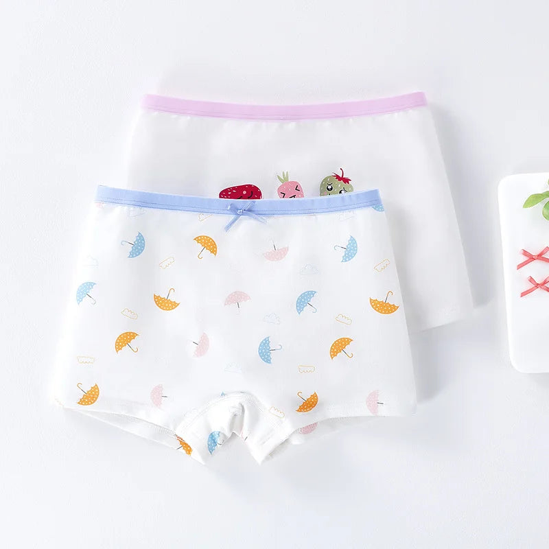 Girls Cotton Underwear Children Flat Corner Pants Antibacterial Children Clothing Four Corner Pants Small Medium Girls Baby