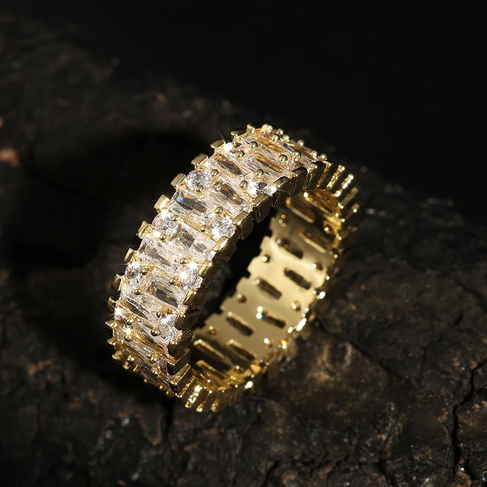 Classic Cubic Zirconia Engagement Rings for Women Luxury 18K Gold Color Plated Wedding Party Jewelry