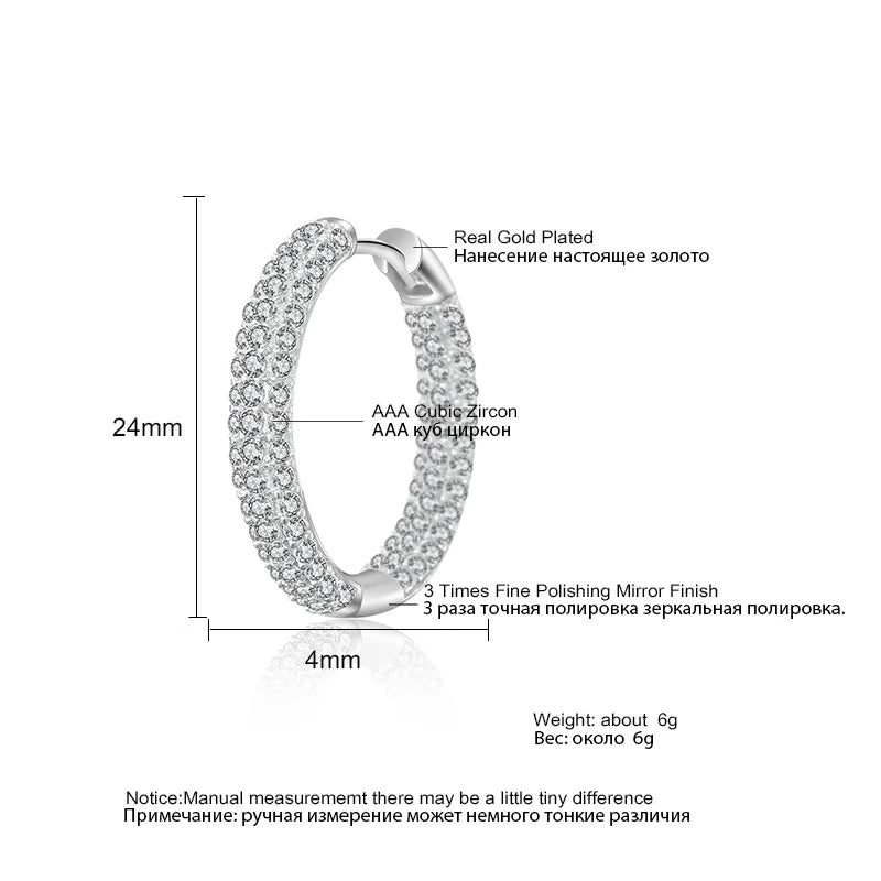 ZAKOL Luxury Shiny Micropaved Zirconia Hoop Earrings for Women Exquisite Wedding Party Jewelry Wholesale