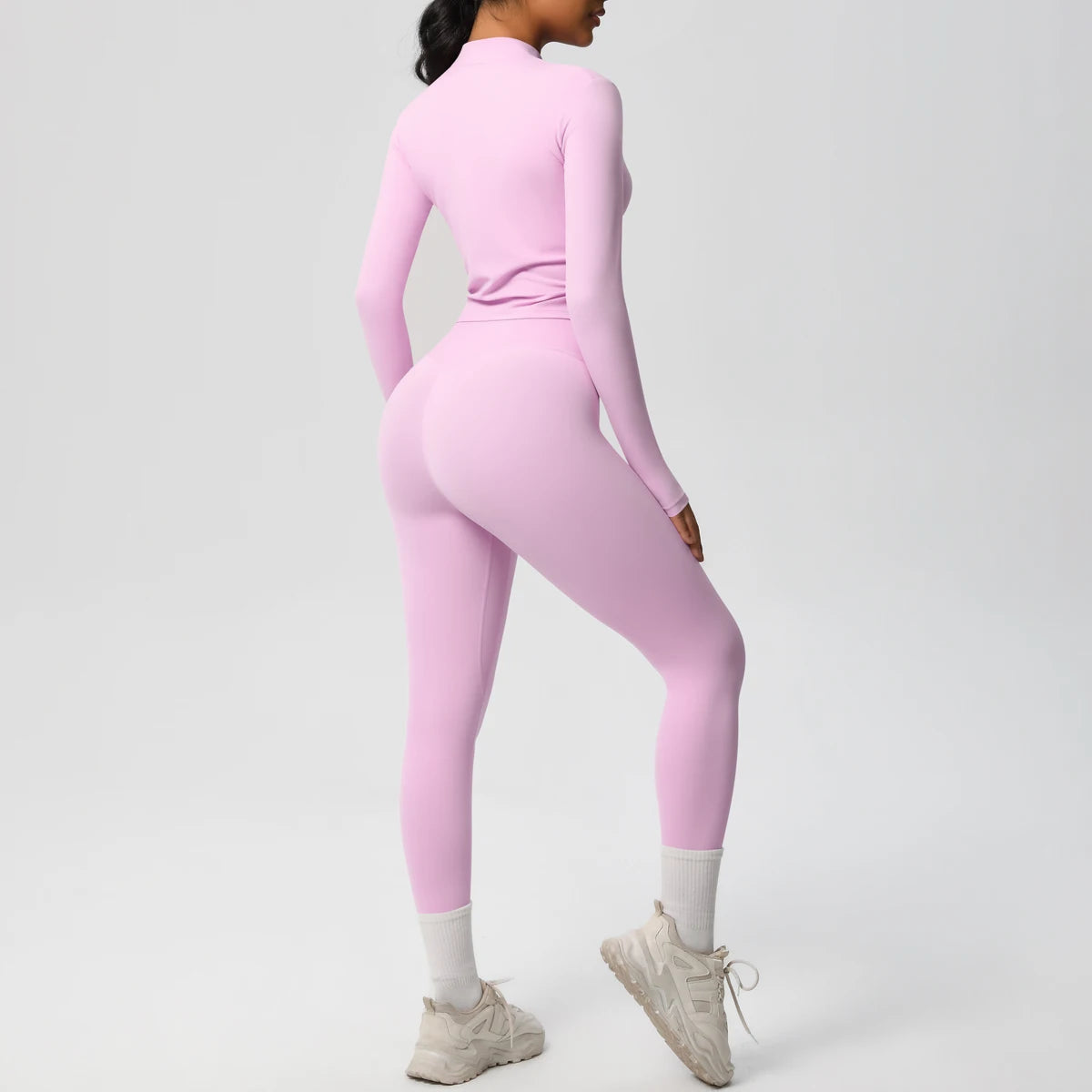 Hot Sale New Yoga Suit for Women Solid Color Yoga Zipper Long Sleeves Slim Casual Jacket Top Quick Drying Fitness Pants Gym Set