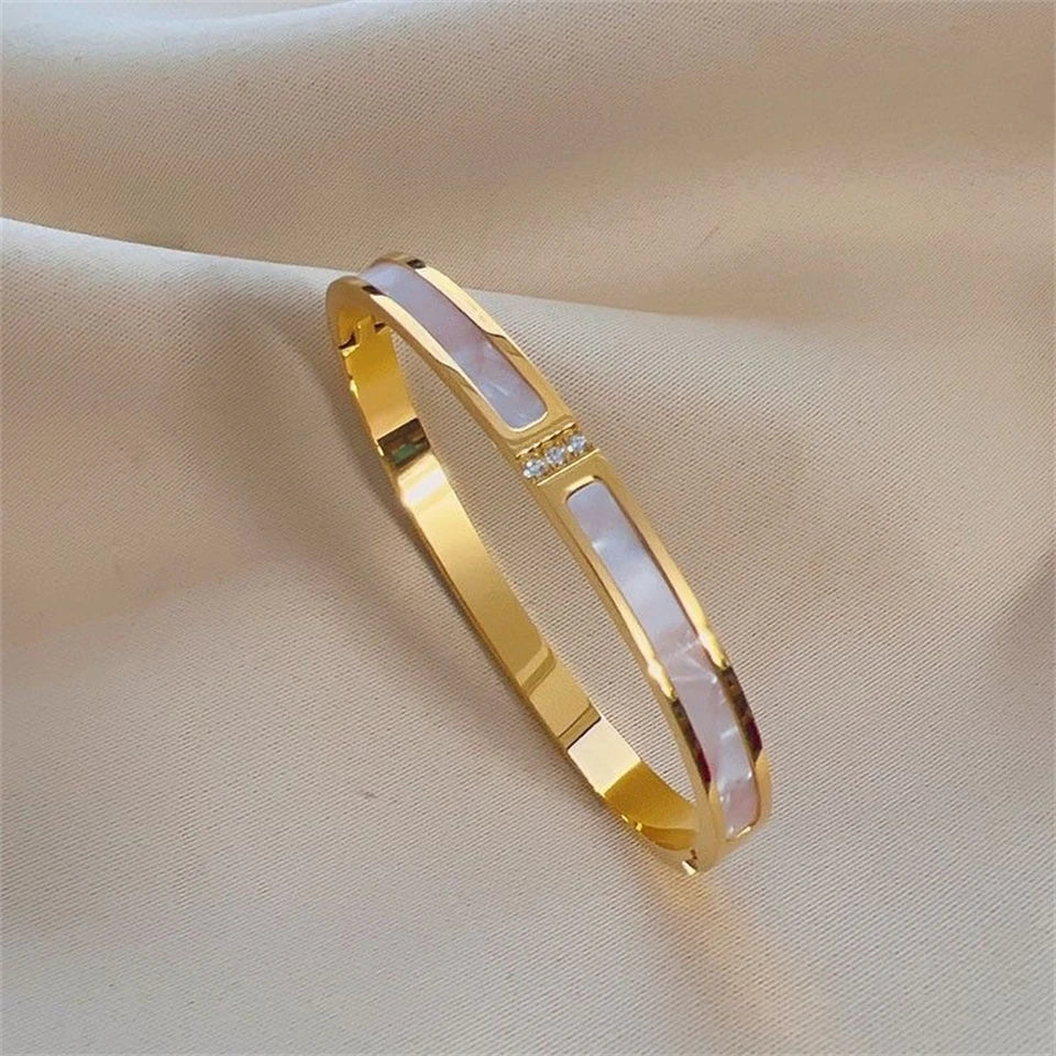 ZAKOL 5/1pcs Sparkling Zirconia Inlaid Stainless Steel Copper Bracelet Set for Women Luxury Shiny Zircon Stackable Jewelry Gift