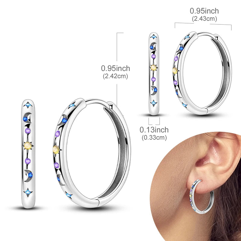 925 Sterling Silver Hoop Earrings with Zircon