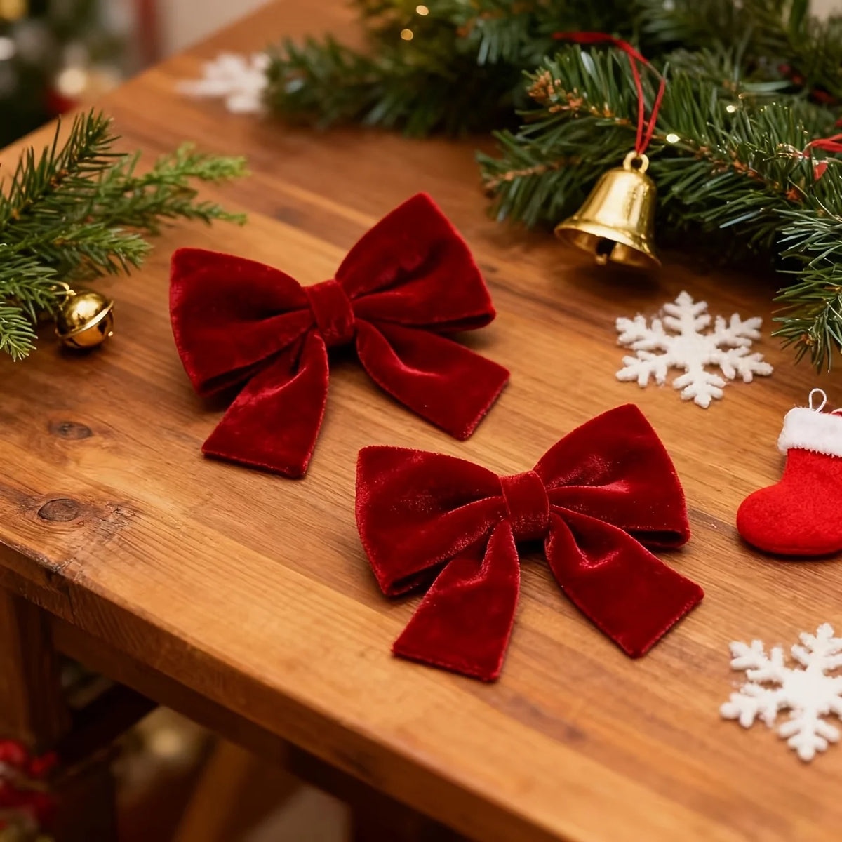 1PC Christmas Wreath Red Velvet Bows Xmas Tree Ornaments Hanging Pendant Large Bowknot for Wedding Festive Home Party Decoration