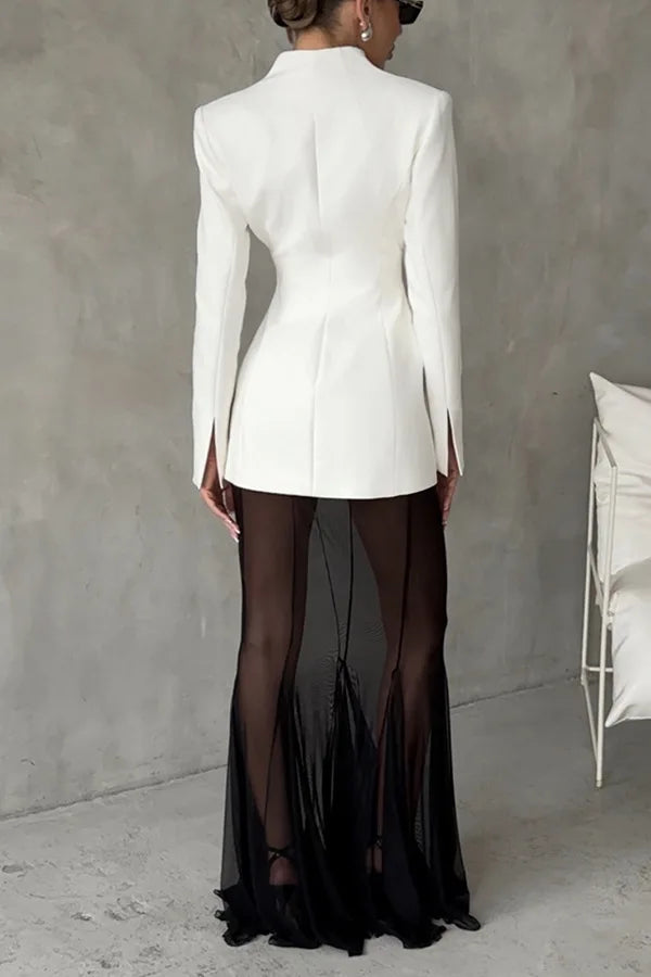 BKLD 2026 Spring New Long Sleeve Satin Tops Suits Solid Color Y2k Clothes Women Loose Elastic Mesh Skirt Two Piece Sets Outfits