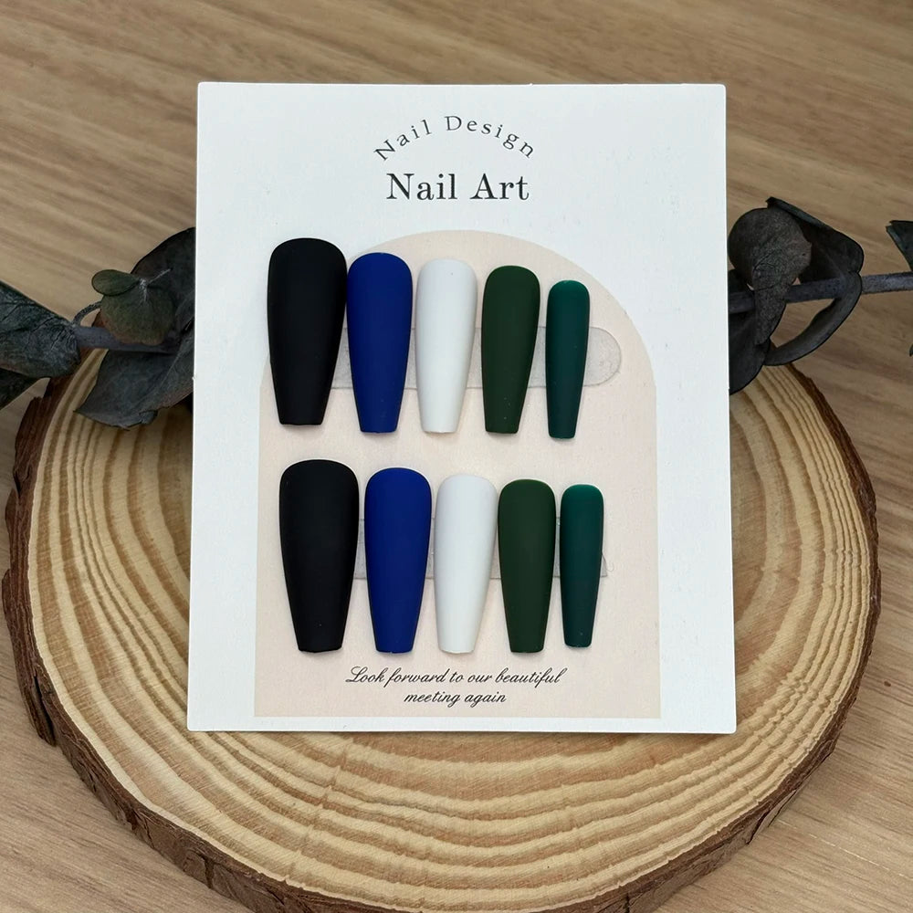 120Pcs Long Coffin False Nails Mixed Color Press On Nails Acrylic Manicure Extension Artificial Square Full Cover Fake Nail Tips