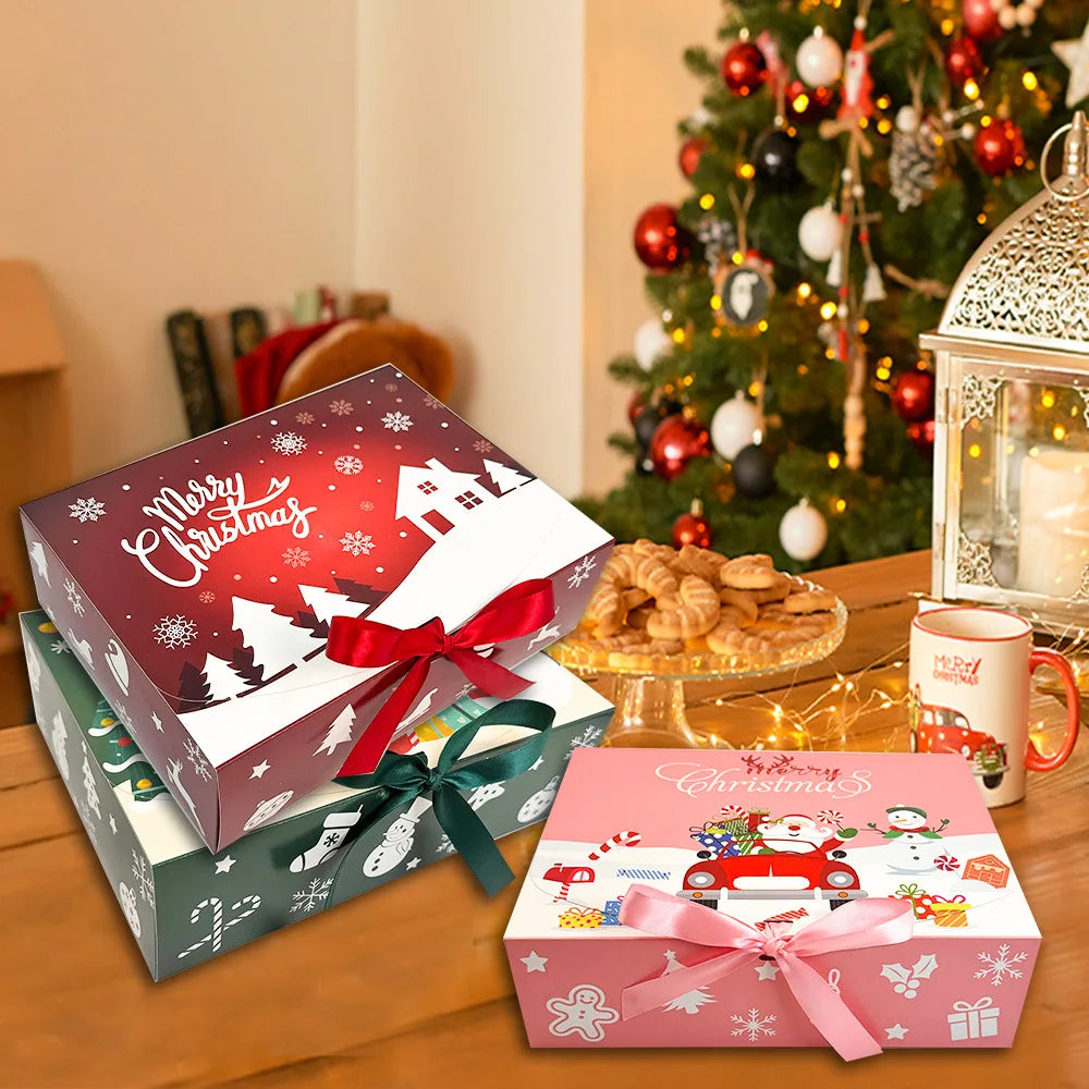 4/12pcs Large Christmas Gift Boxes with Lids - Elegant Holiday Party Packaging, for Christmas, Weddings, Birthdays, Gift Wrap