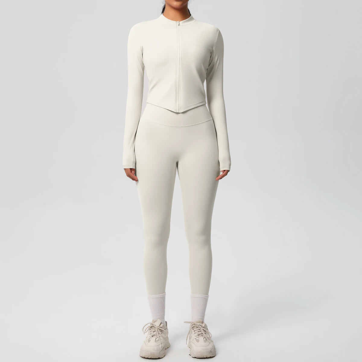 Hot Sale New Yoga Suit for Women Solid Color Yoga Zipper Long Sleeves Slim Casual Jacket Top Quick Drying Fitness Pants Gym Set