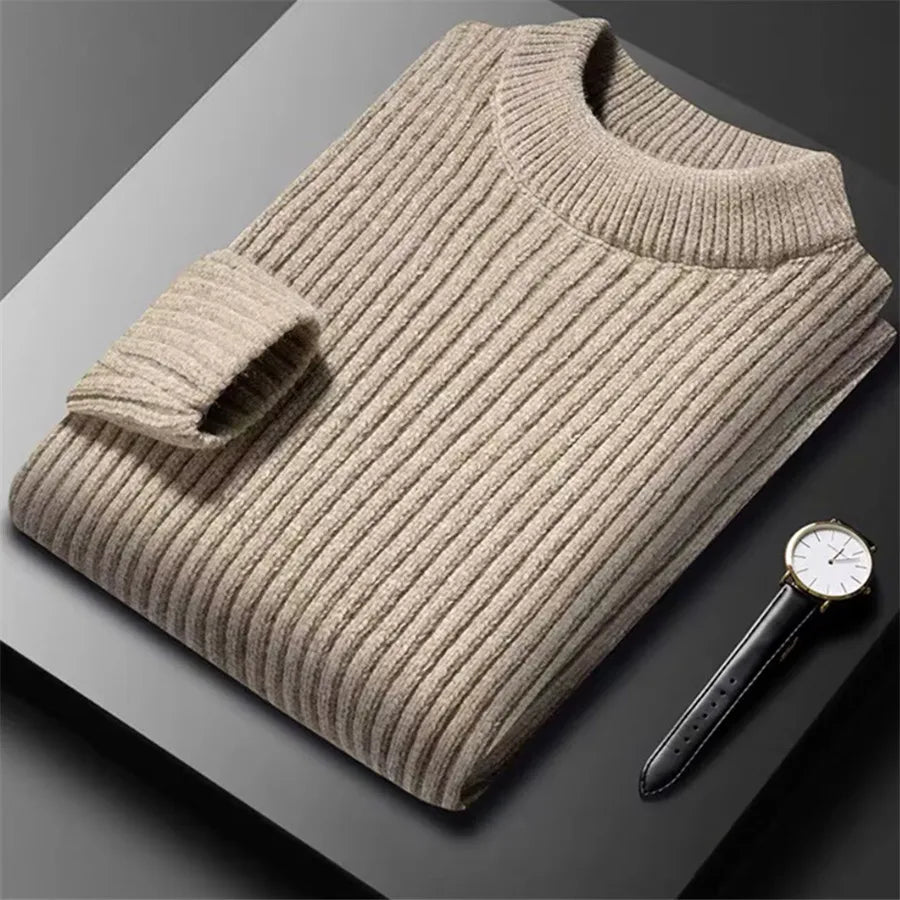 2026 New Men's Thick Warm Sweater Winter Knitted Turtleneck Pullovers Male High Neck Solid Slim Fit Soft Sweaters for Men Tops