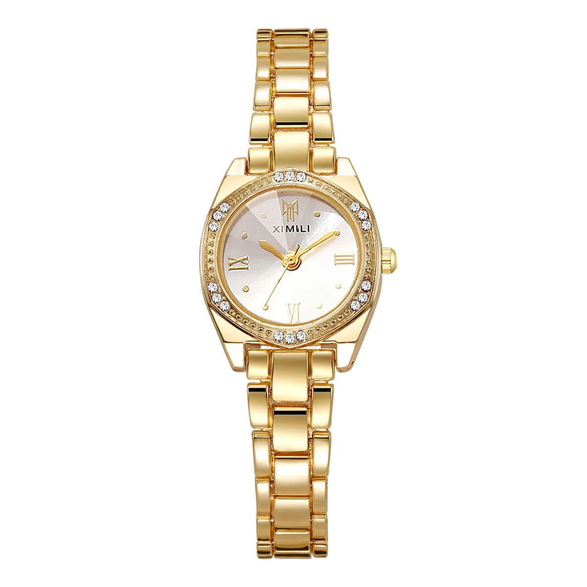 Elegant Rhinestone Roma Dial Women Quartz Watch Stainless Steel Bracelet Wristwatches Clock Gift Relogio Feminino（Without Box）