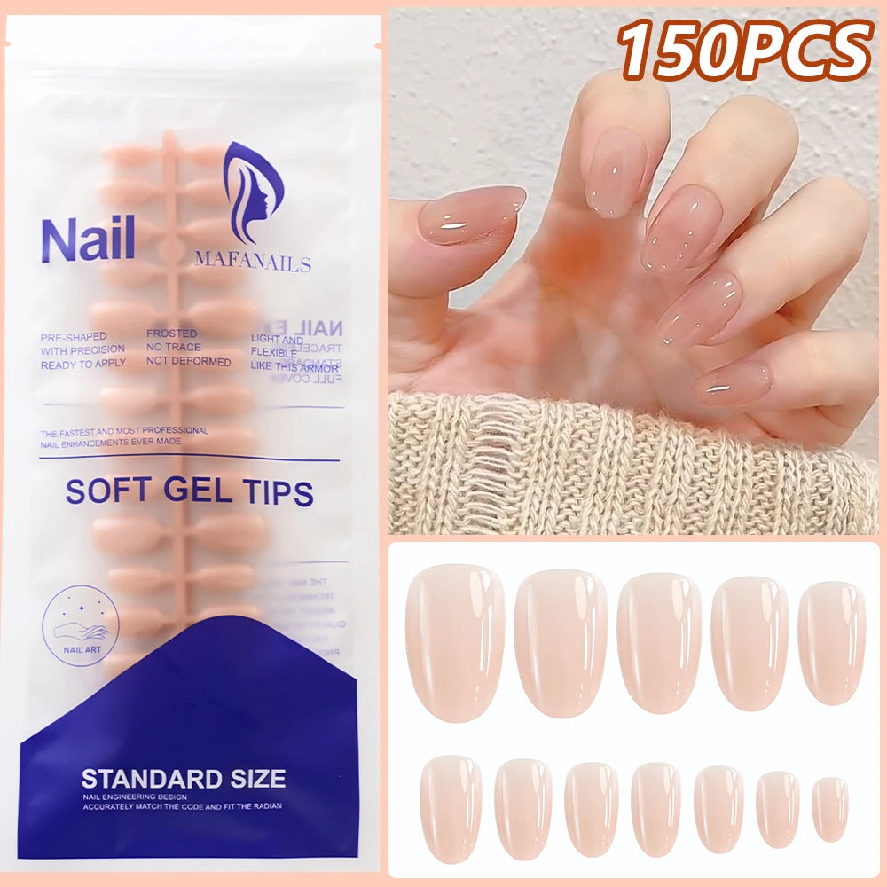 120Pcs Acrylic French False Nails – Full Cover Press On Nail Tips أظافر أكريليك فرنسية لاصقة بتغطية كاملة – 120 قطعة