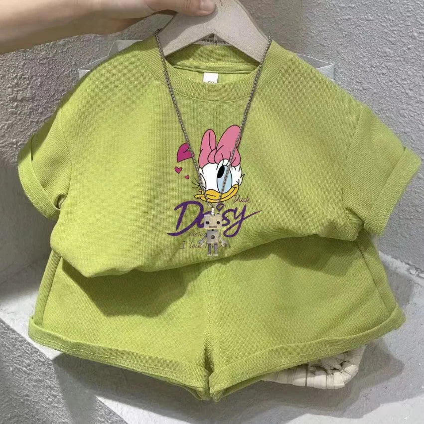 Summer Baby Girls Clothes Set Kid Fashion Disney Printed T-Shirts