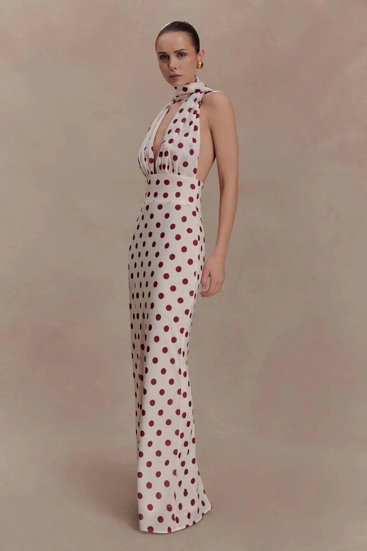 Women Sexy Polka Dot Halter Maxi Dress Elegant V Neck Backless Sleeveless High Waist Dresses 2026 Female Summer Party Dress