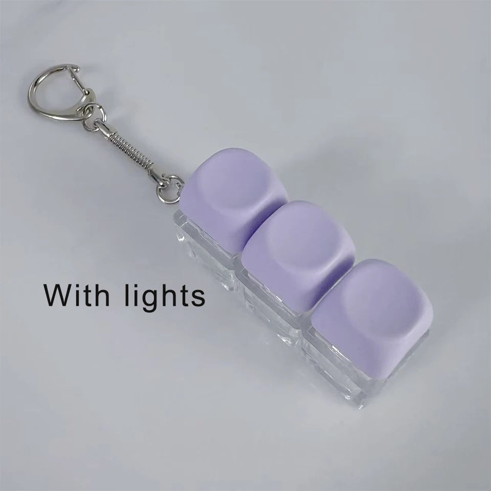 ZAKOL New Macaron Color Interactive LED Button Keycap Fidget Keychain DIY Keyboard Decompression Toy Bag Charms Keychain